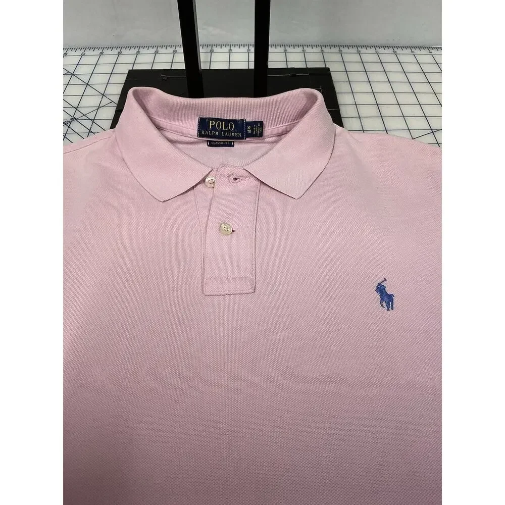 Ralph Lauren Men's Classic Short Sleeve Polo Shirt Pink XL‎ Embroidered